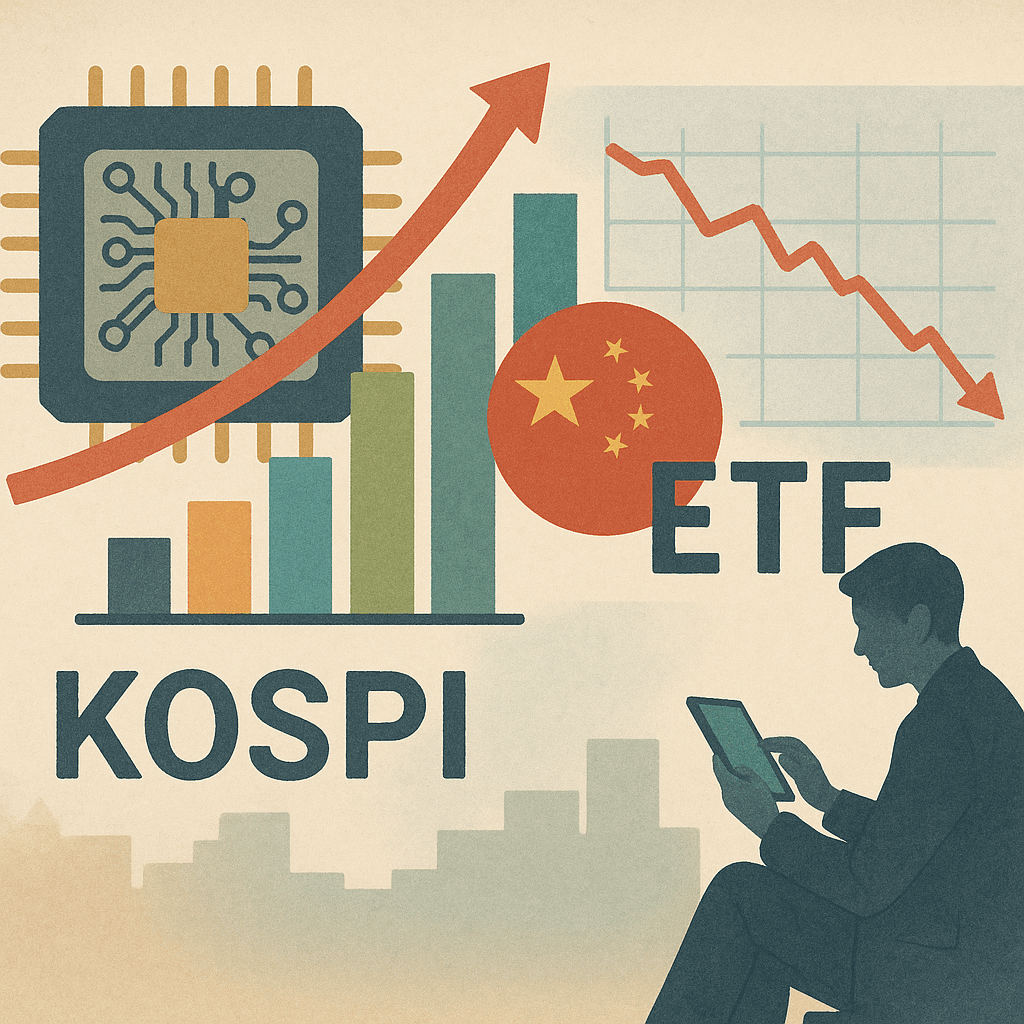 코스피 하락세 속 반도체·차이나 테크 ETF 강세와 투자자 동향 분석